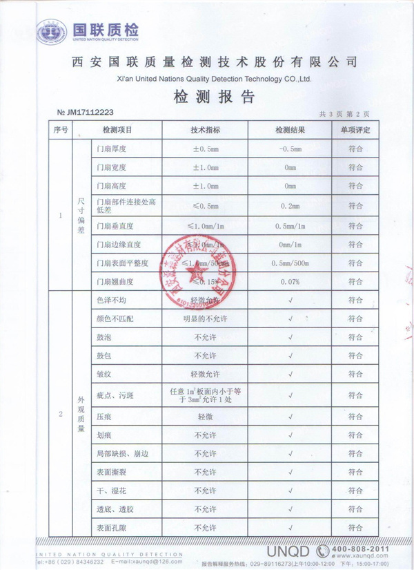 榮譽(yù)檢測報告